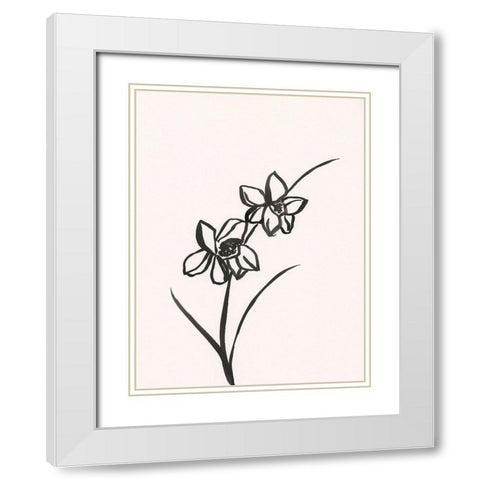 Ink Botanical Sketch XII White Modern Wood Framed Art Print with Double Matting by Holland, J.