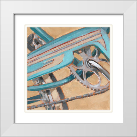 Retro Cycle III White Modern Wood Framed Art Print with Double Matting by Harper, Ethan