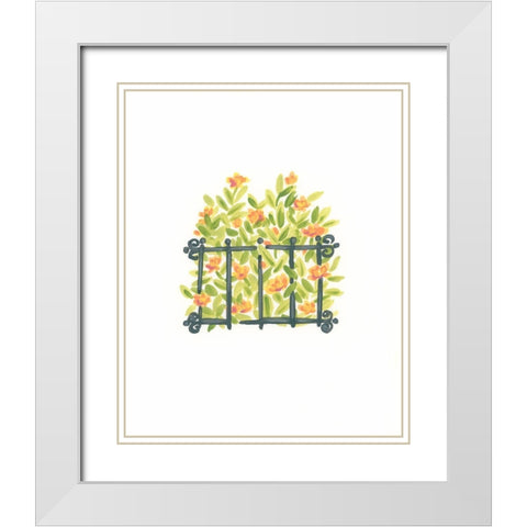 Wrought Iron Garden I White Modern Wood Framed Art Print with Double Matting by Vess, June Erica