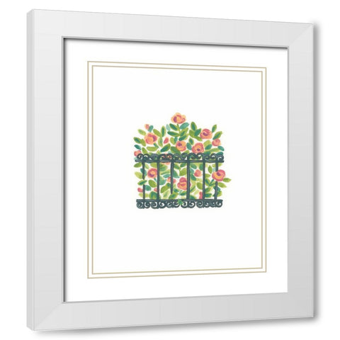 Wrought Iron Garden IV White Modern Wood Framed Art Print with Double Matting by Vess, June Erica