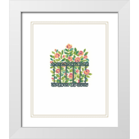 Wrought Iron Garden IV White Modern Wood Framed Art Print with Double Matting by Vess, June Erica