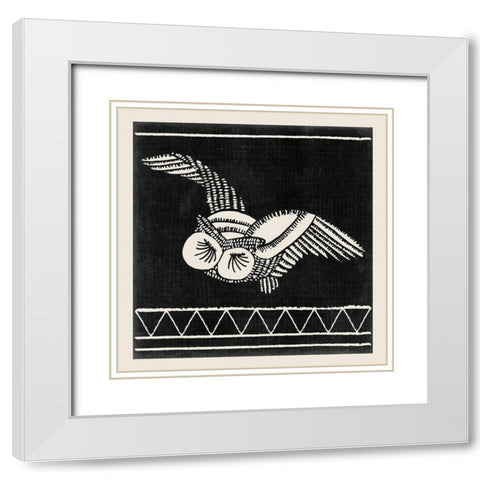 The Owl I White Modern Wood Framed Art Print with Double Matting by Wang, Melissa