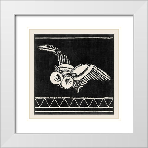 The Owl I White Modern Wood Framed Art Print with Double Matting by Wang, Melissa