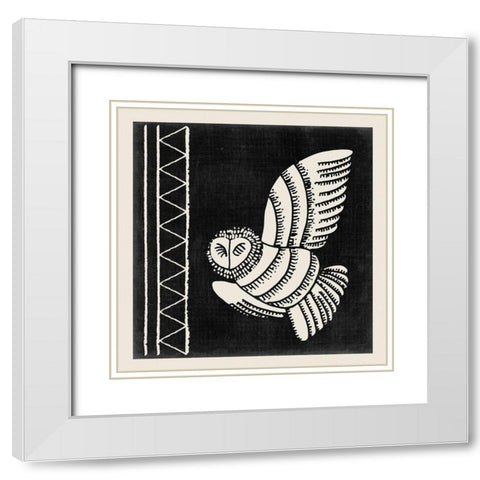 The Owl III White Modern Wood Framed Art Print with Double Matting by Wang, Melissa
