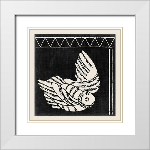 The Owl IV White Modern Wood Framed Art Print with Double Matting by Wang, Melissa