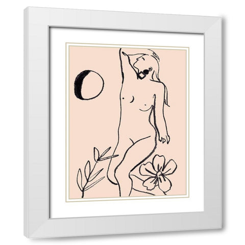 Lunar II White Modern Wood Framed Art Print with Double Matting by Wang, Melissa