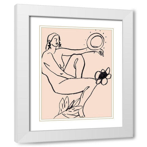 Lunar III White Modern Wood Framed Art Print with Double Matting by Wang, Melissa