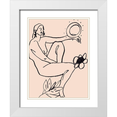 Lunar III White Modern Wood Framed Art Print with Double Matting by Wang, Melissa