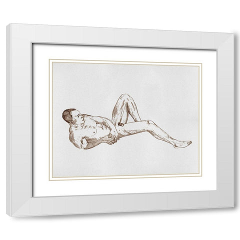 Male Body Sketch I White Modern Wood Framed Art Print with Double Matting by Wang, Melissa