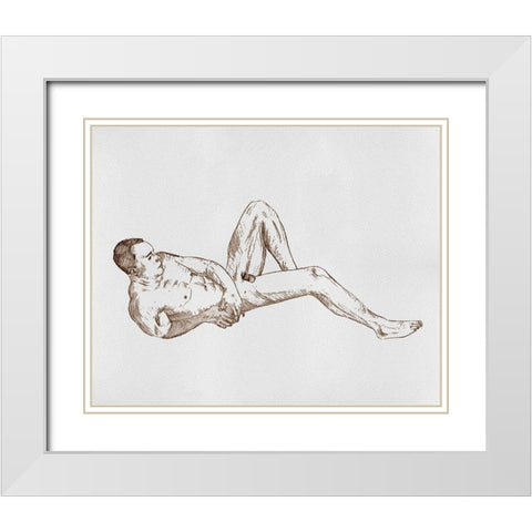Male Body Sketch I White Modern Wood Framed Art Print with Double Matting by Wang, Melissa