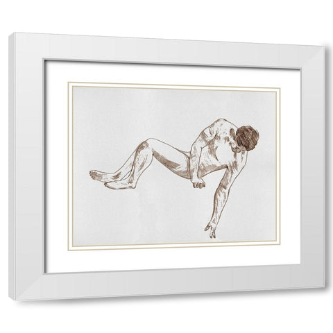 Male Body Sketch II White Modern Wood Framed Art Print with Double Matting by Wang, Melissa