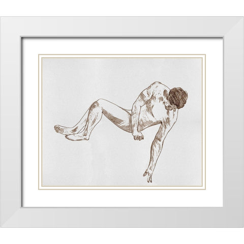 Male Body Sketch II White Modern Wood Framed Art Print with Double Matting by Wang, Melissa