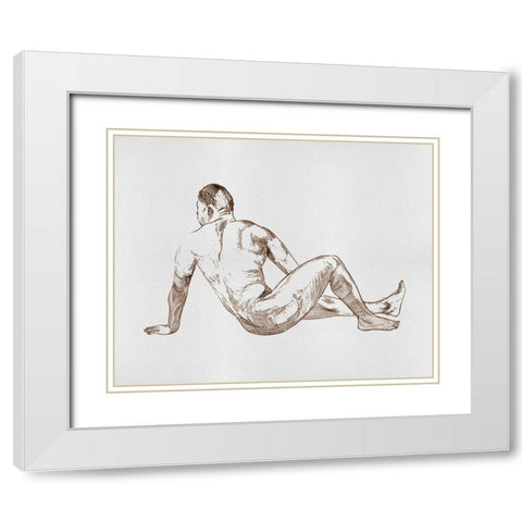 Male Body Sketch III White Modern Wood Framed Art Print with Double Matting by Wang, Melissa