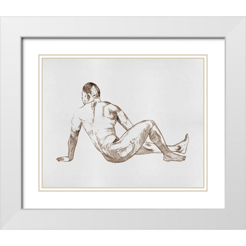 Male Body Sketch III White Modern Wood Framed Art Print with Double Matting by Wang, Melissa