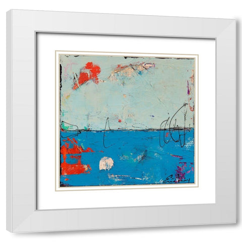 Blue Bound White Modern Wood Framed Art Print with Double Matting by Ashley, Erin