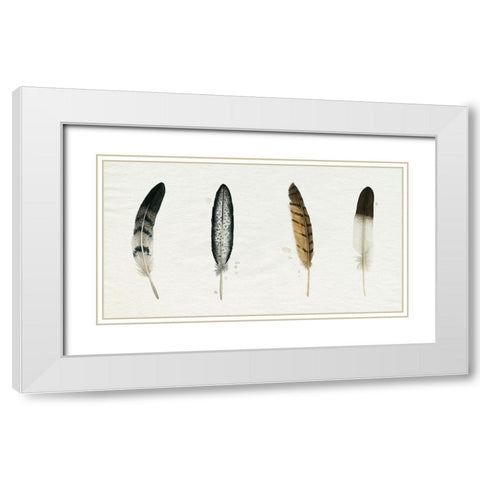 Custom Merged Found Feathers White Modern Wood Framed Art Print with Double Matting by Popp, Grace