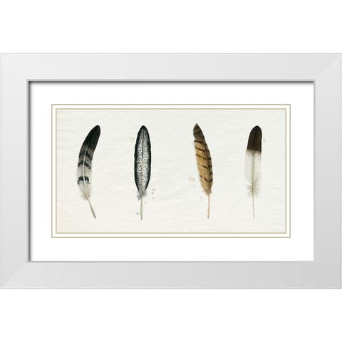 Custom Merged Found Feathers White Modern Wood Framed Art Print with Double Matting by Popp, Grace