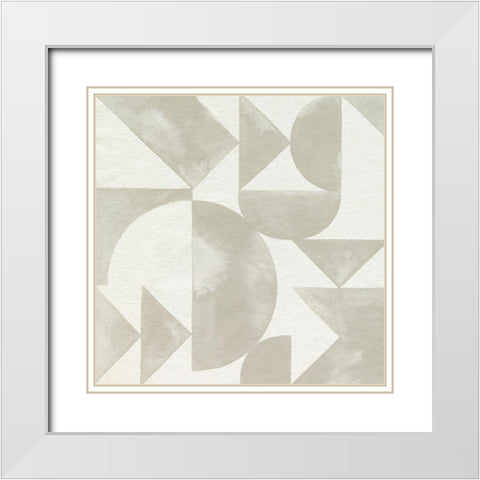 Stacked Monotone I White Modern Wood Framed Art Print with Double Matting by Popp, Grace