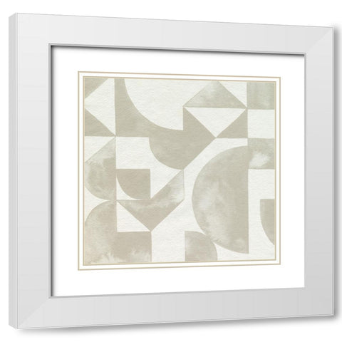 Stacked Monotone III White Modern Wood Framed Art Print with Double Matting by Popp, Grace