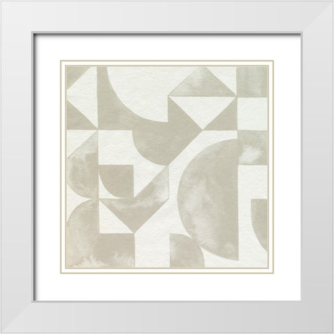 Stacked Monotone III White Modern Wood Framed Art Print with Double Matting by Popp, Grace