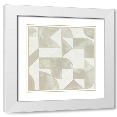 Stacked Monotone IV White Modern Wood Framed Art Print with Double Matting by Popp, Grace