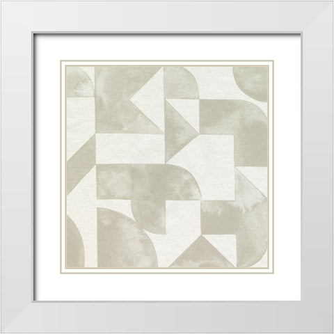 Stacked Monotone IV White Modern Wood Framed Art Print with Double Matting by Popp, Grace