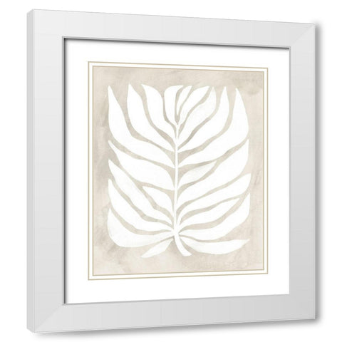 Palm Fossil Silhouette I White Modern Wood Framed Art Print with Double Matting by Vess, June Erica