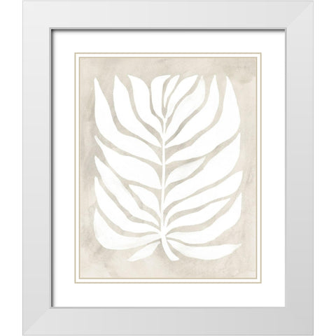 Palm Fossil Silhouette I White Modern Wood Framed Art Print with Double Matting by Vess, June Erica
