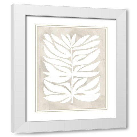 Palm Fossil Silhouette II White Modern Wood Framed Art Print with Double Matting by Vess, June Erica
