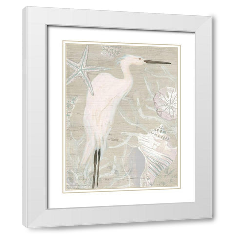 Driftwood Heron I White Modern Wood Framed Art Print with Double Matting by Vess, June Erica