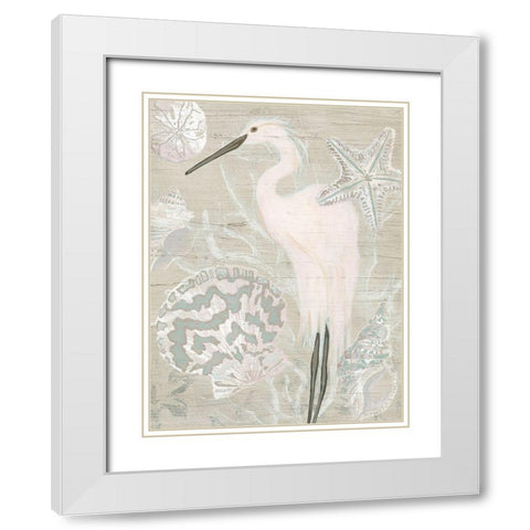 Driftwood Heron II White Modern Wood Framed Art Print with Double Matting by Vess, June Erica
