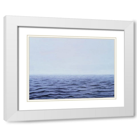 Grayscale Seascape I White Modern Wood Framed Art Print with Double Matting by Willett, Michael