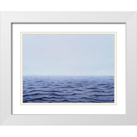 Grayscale Seascape I White Modern Wood Framed Art Print with Double Matting by Willett, Michael