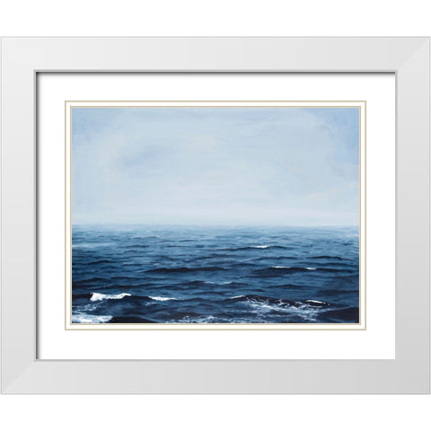 Grayscale Seascape IV White Modern Wood Framed Art Print with Double Matting by Willett, Michael