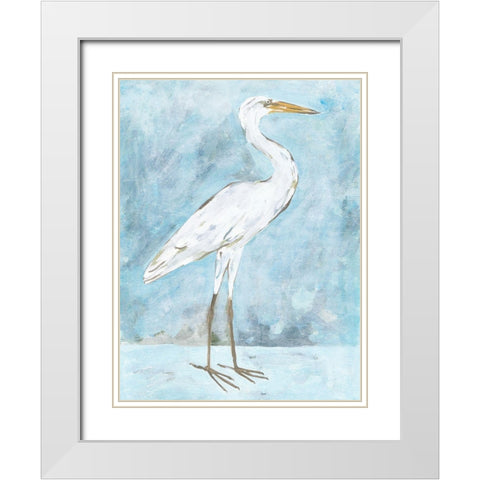 Snowy Egret II White Modern Wood Framed Art Print with Double Matting by Wang, Melissa