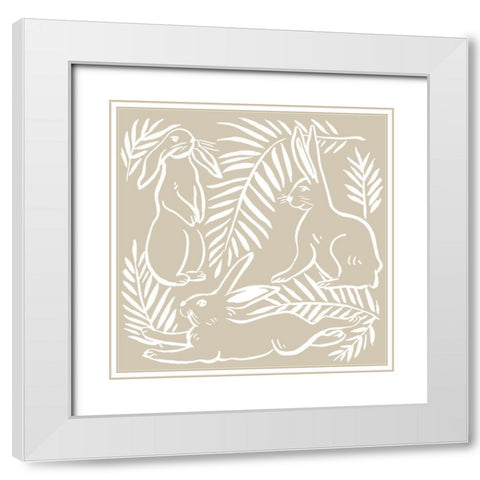 Sweet Bunny I White Modern Wood Framed Art Print with Double Matting by Wang, Melissa