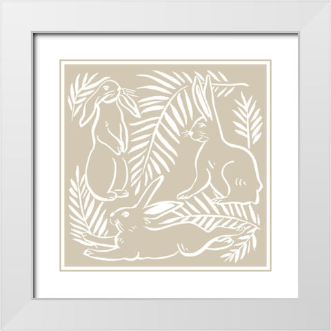 Sweet Bunny I White Modern Wood Framed Art Print with Double Matting by Wang, Melissa