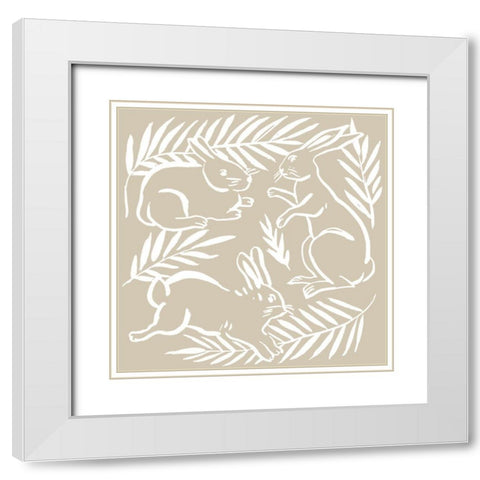 Sweet Bunny II White Modern Wood Framed Art Print with Double Matting by Wang, Melissa