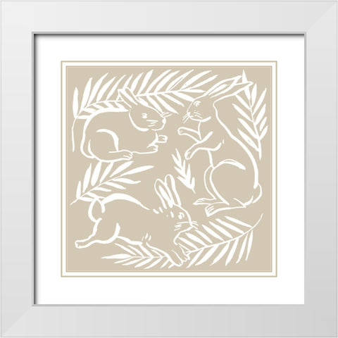 Sweet Bunny II White Modern Wood Framed Art Print with Double Matting by Wang, Melissa