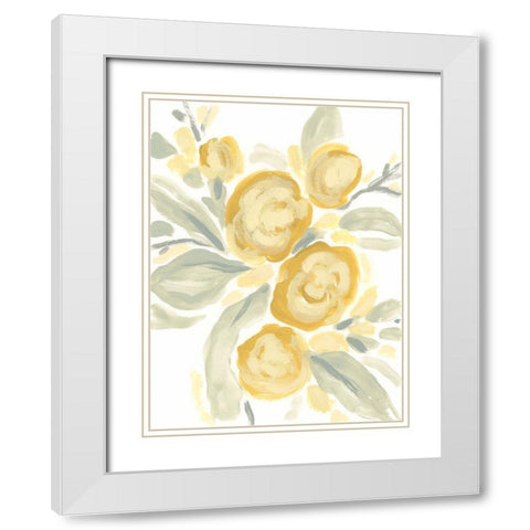 Ochre Blossoms II White Modern Wood Framed Art Print with Double Matting by Vess, June Erica