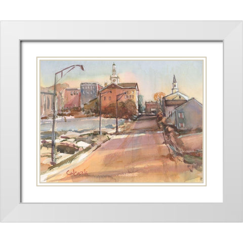 Church Street-Pittsfield MA White Modern Wood Framed Art Print with Double Matting by Calcasola, Stephen