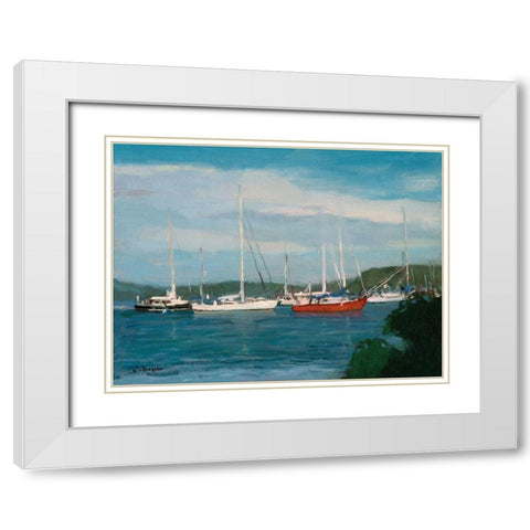 Connecticut Coast White Modern Wood Framed Art Print with Double Matting by Calcasola, Stephen