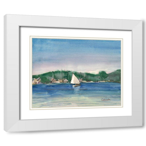 Sailing-Mystic-CT White Modern Wood Framed Art Print with Double Matting by Calcasola, Stephen