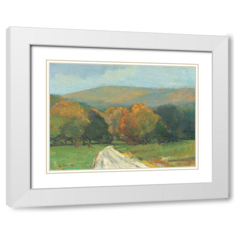 West Hampton Farm Road White Modern Wood Framed Art Print with Double Matting by Calcasola, Stephen