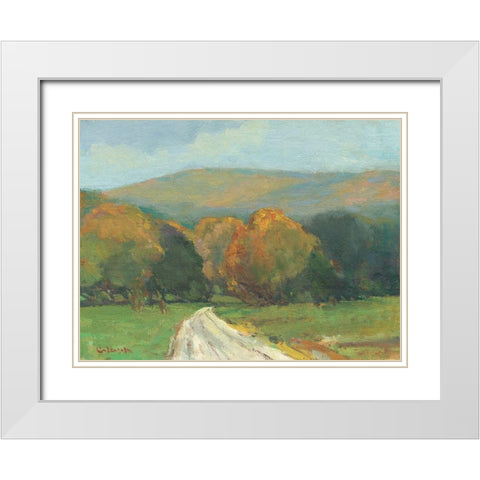 West Hampton Farm Road White Modern Wood Framed Art Print with Double Matting by Calcasola, Stephen
