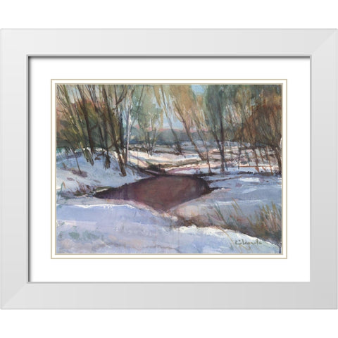 Winters Last Impression White Modern Wood Framed Art Print with Double Matting by Calcasola, Stephen