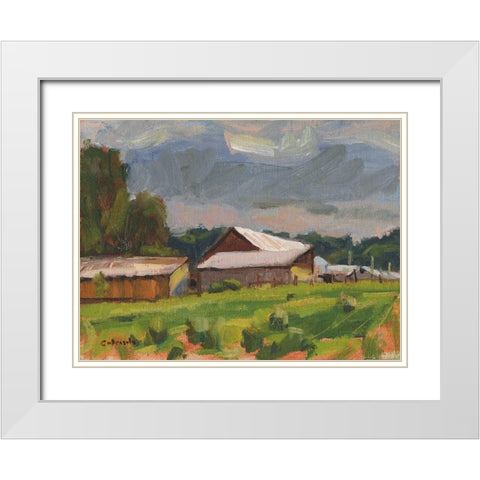 Farm Buildings White Modern Wood Framed Art Print with Double Matting by Calcasola, Stephen