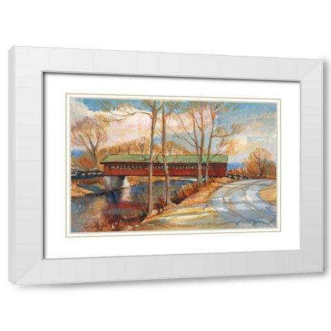 The Henry Bridge-Bennington-VT White Modern Wood Framed Art Print with Double Matting by Calcasola, Stephen