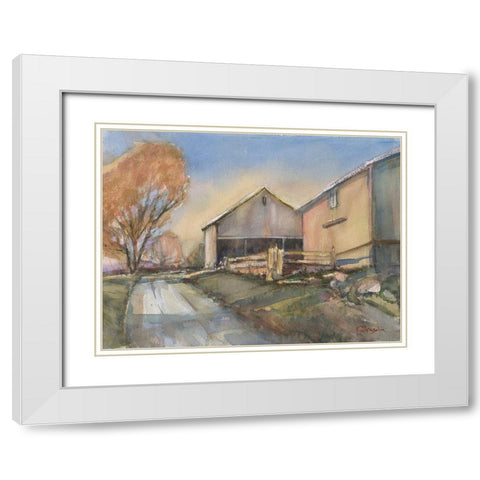 Somers Farm Scene White Modern Wood Framed Art Print with Double Matting by Calcasola, Stephen
