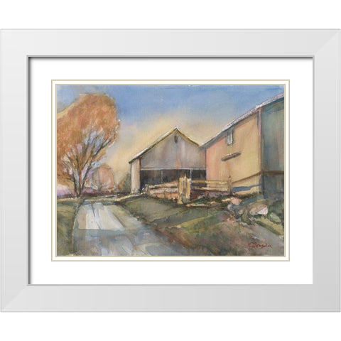 Somers Farm Scene White Modern Wood Framed Art Print with Double Matting by Calcasola, Stephen